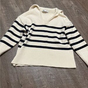 Zara cream and navy striped sweater!